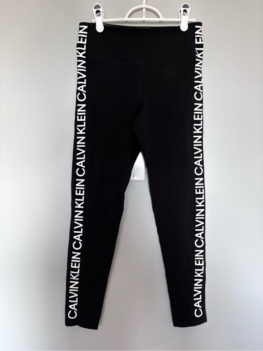 Calvin Klein Black Leggings with White Side Logo